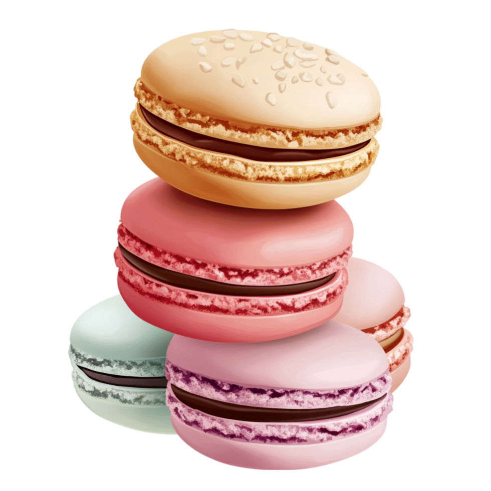 Delicious And Colorful Macarons On White Surface png