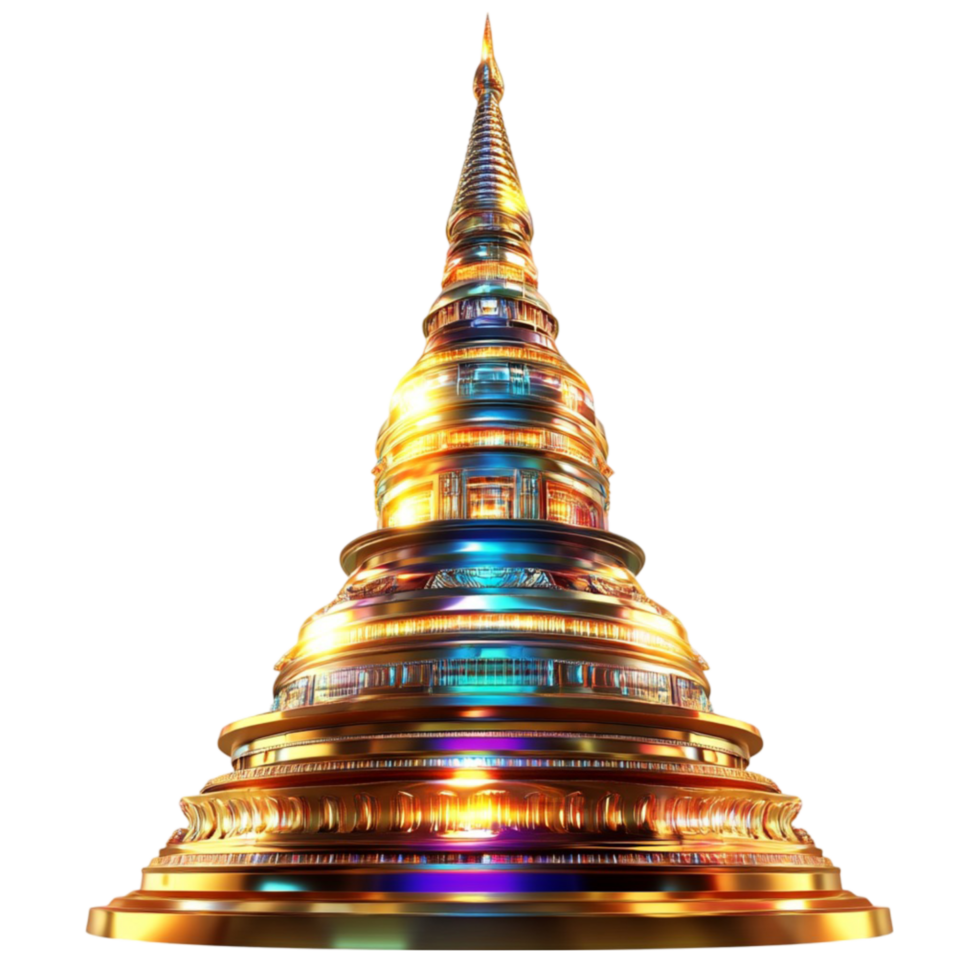 Majestic Golden Pagoda Crowned with a Rainbow Light png