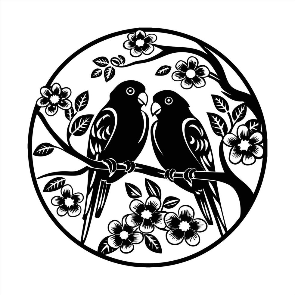 Bird Couple Sharing Heart vector