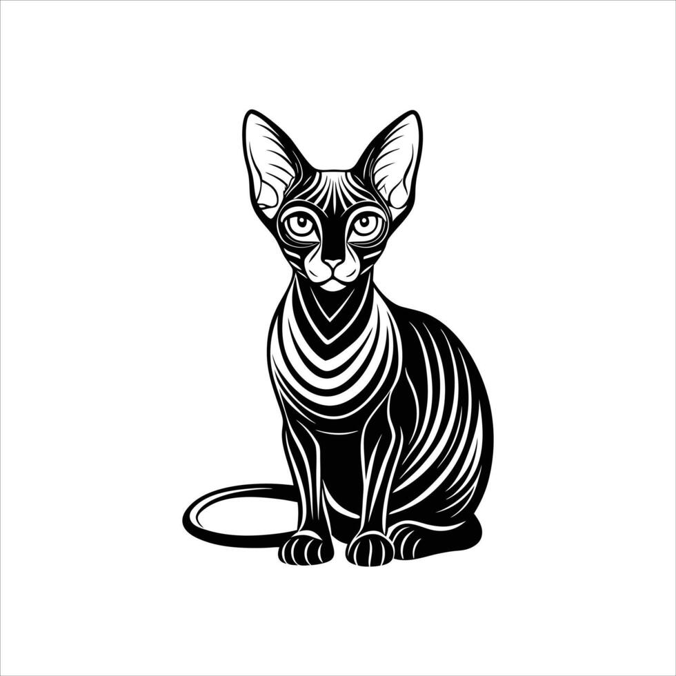 Sphynx Cat Sitting Silhouette vector