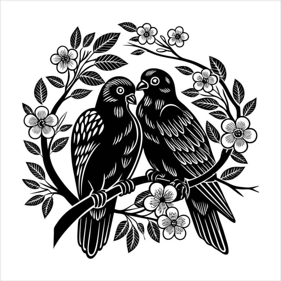 Bird Couple Sharing vector