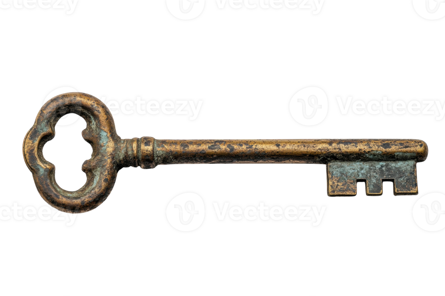 Old vintage key resting on a flat surface highlighting its unique design and historical significance png