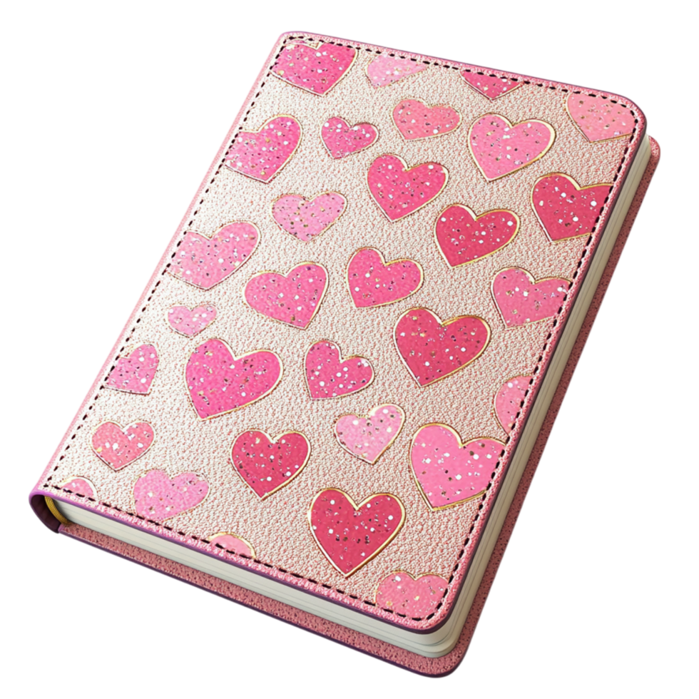 Valentine Day Notebook with Pink Heart Patterns png