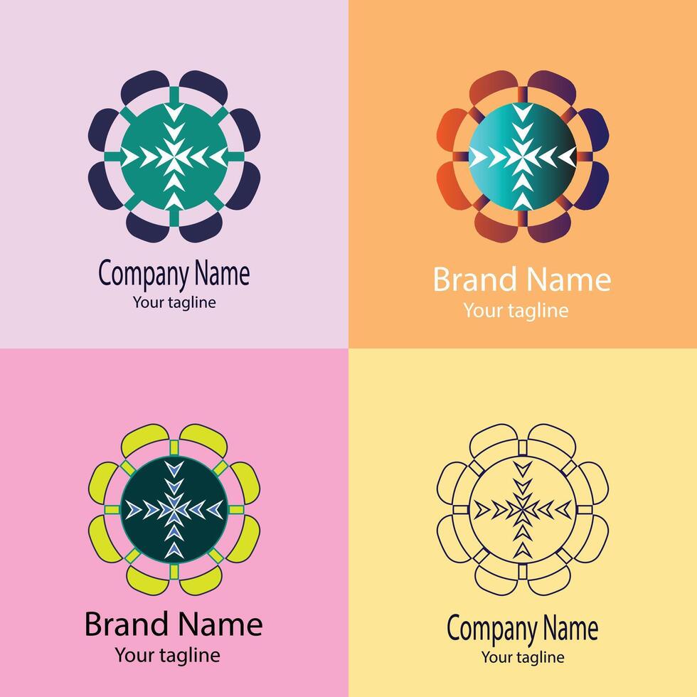 great logo design with different designs of the same shape For business company. vector
