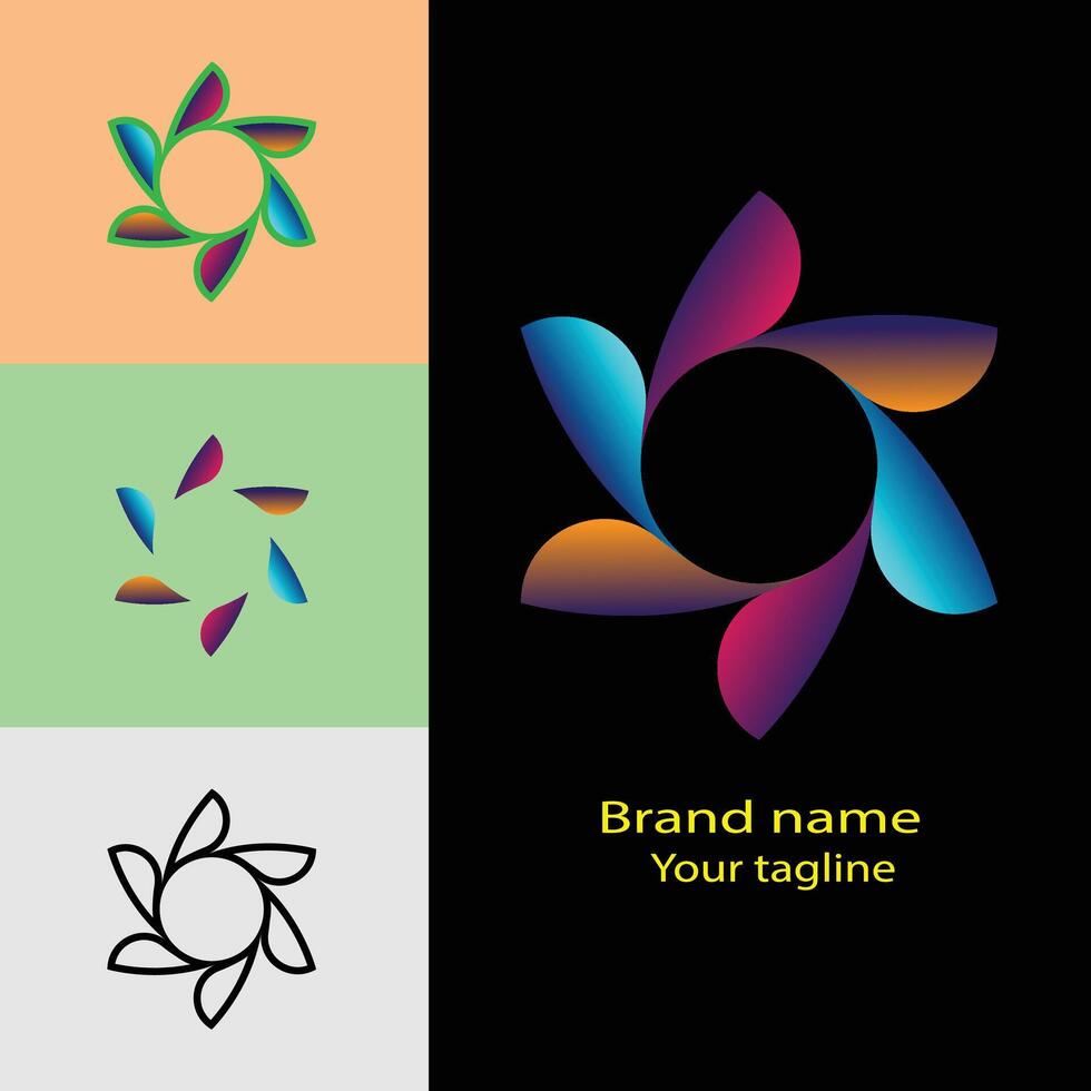 Unique Valuable logo design with different designs of the same shape For business company. vector