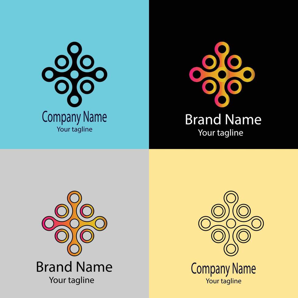 Active logo design with different designs of the same shape For business company. vector
