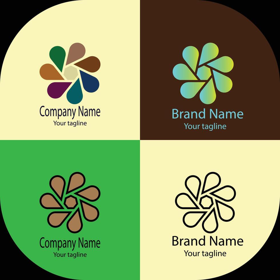 Professional logo design with different designs of the same shape For business company. vector