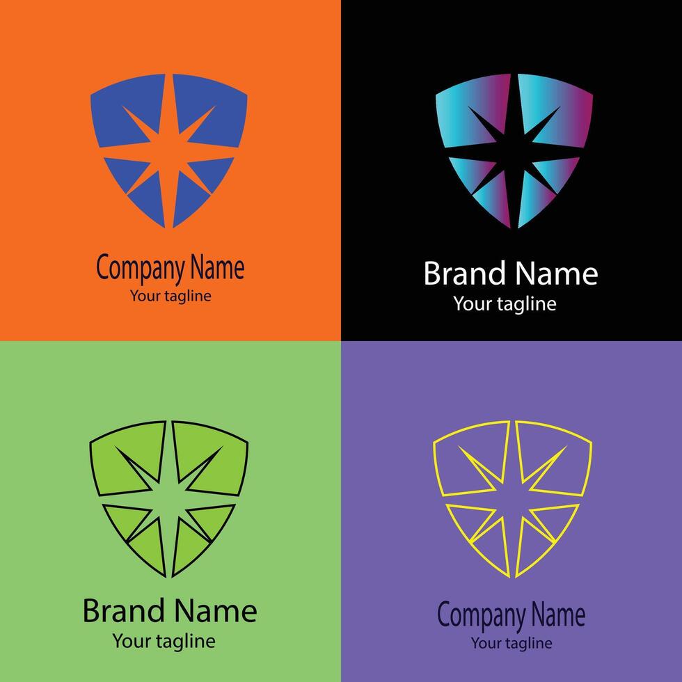 Unique Interesting logo design with different designs of the same shape For business company. vector