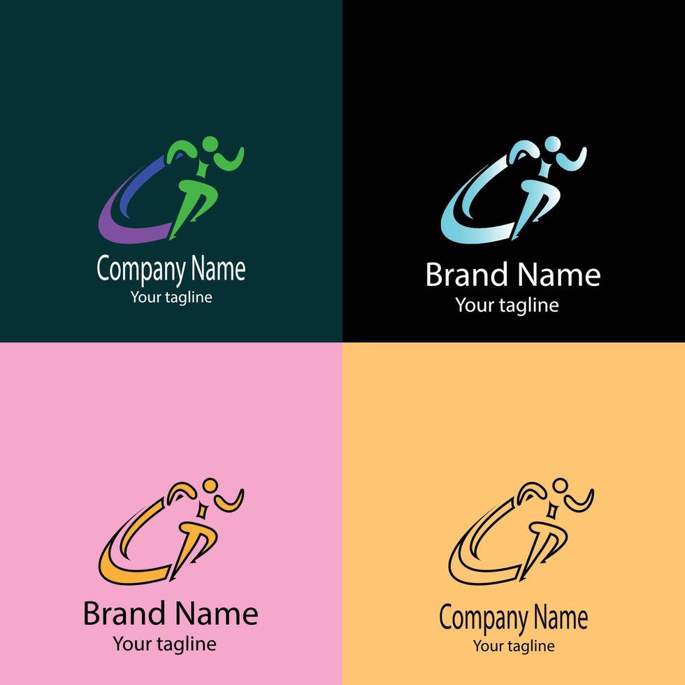 Unique Simple logo design with different designs of the same shape For business company. vector