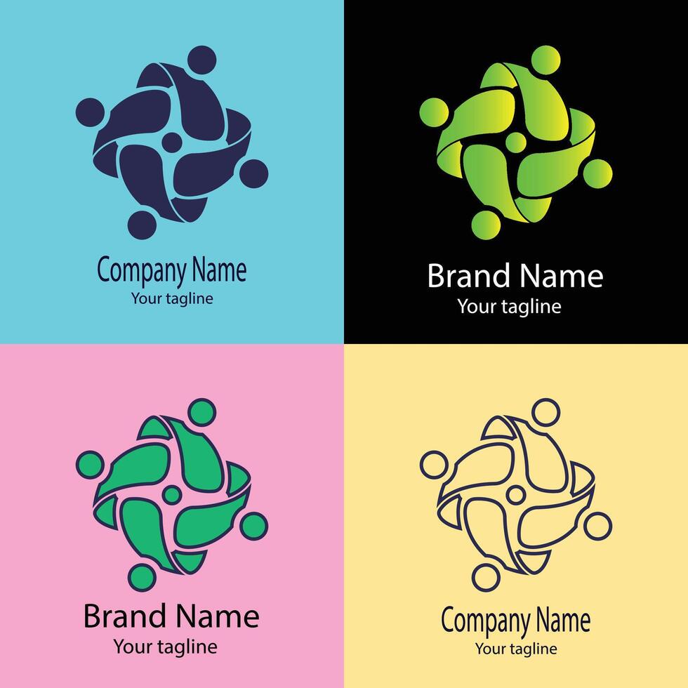 Unique Usable logo design with different designs of the same shape For business company. vector