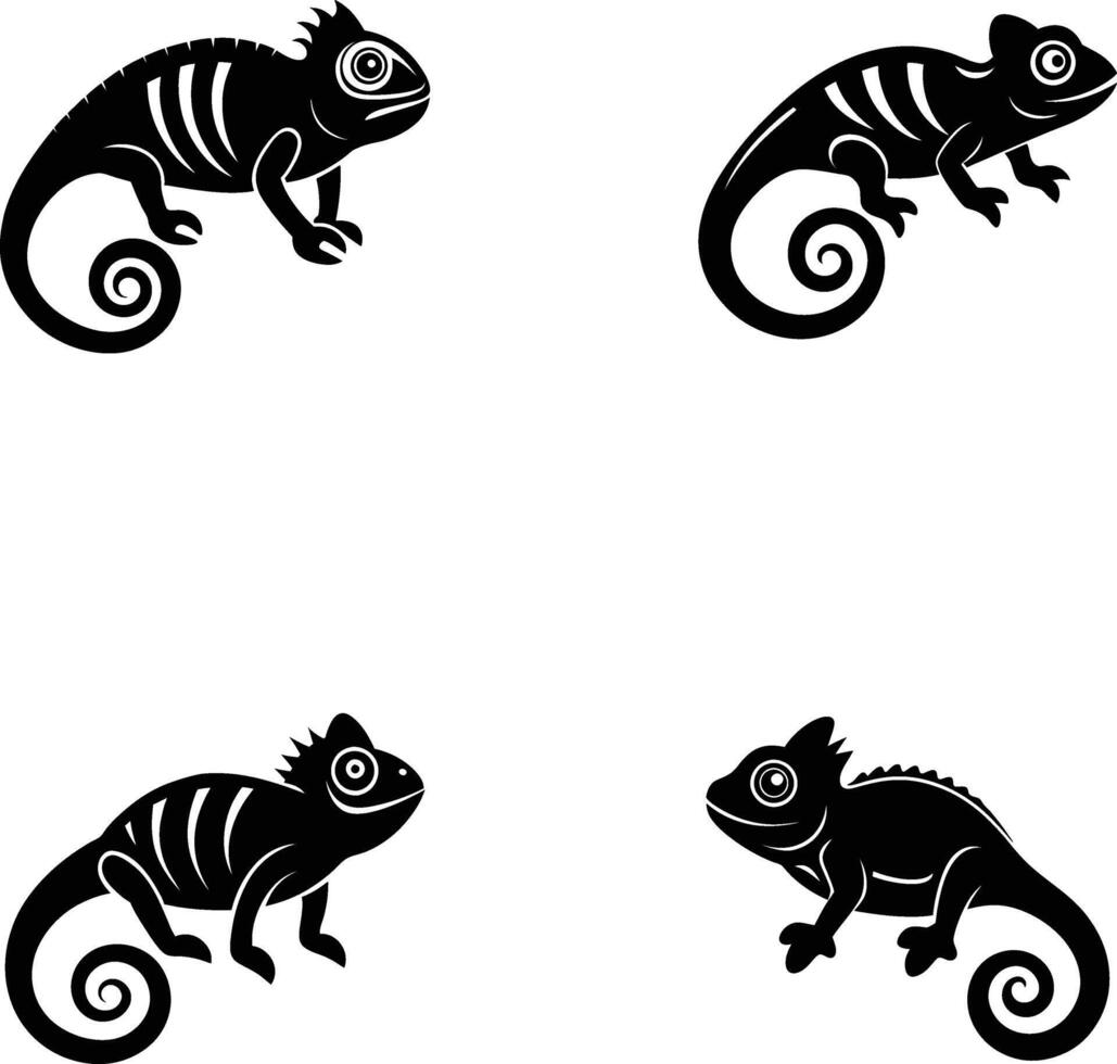 Art chameleon on white background vector