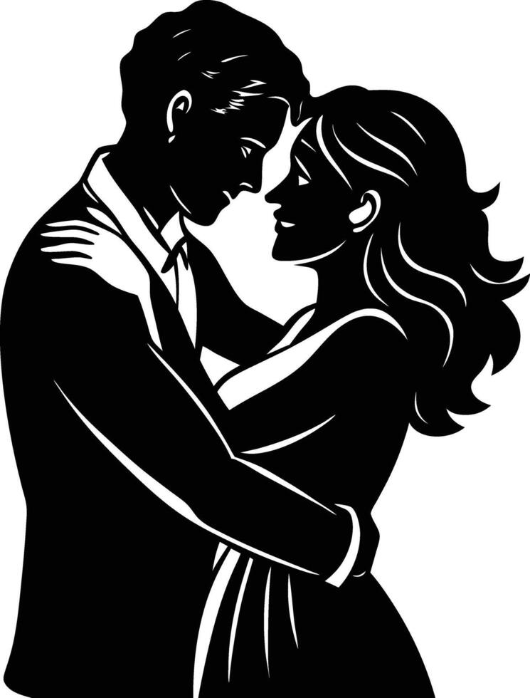 Silhouette of a couple valentine Day vector