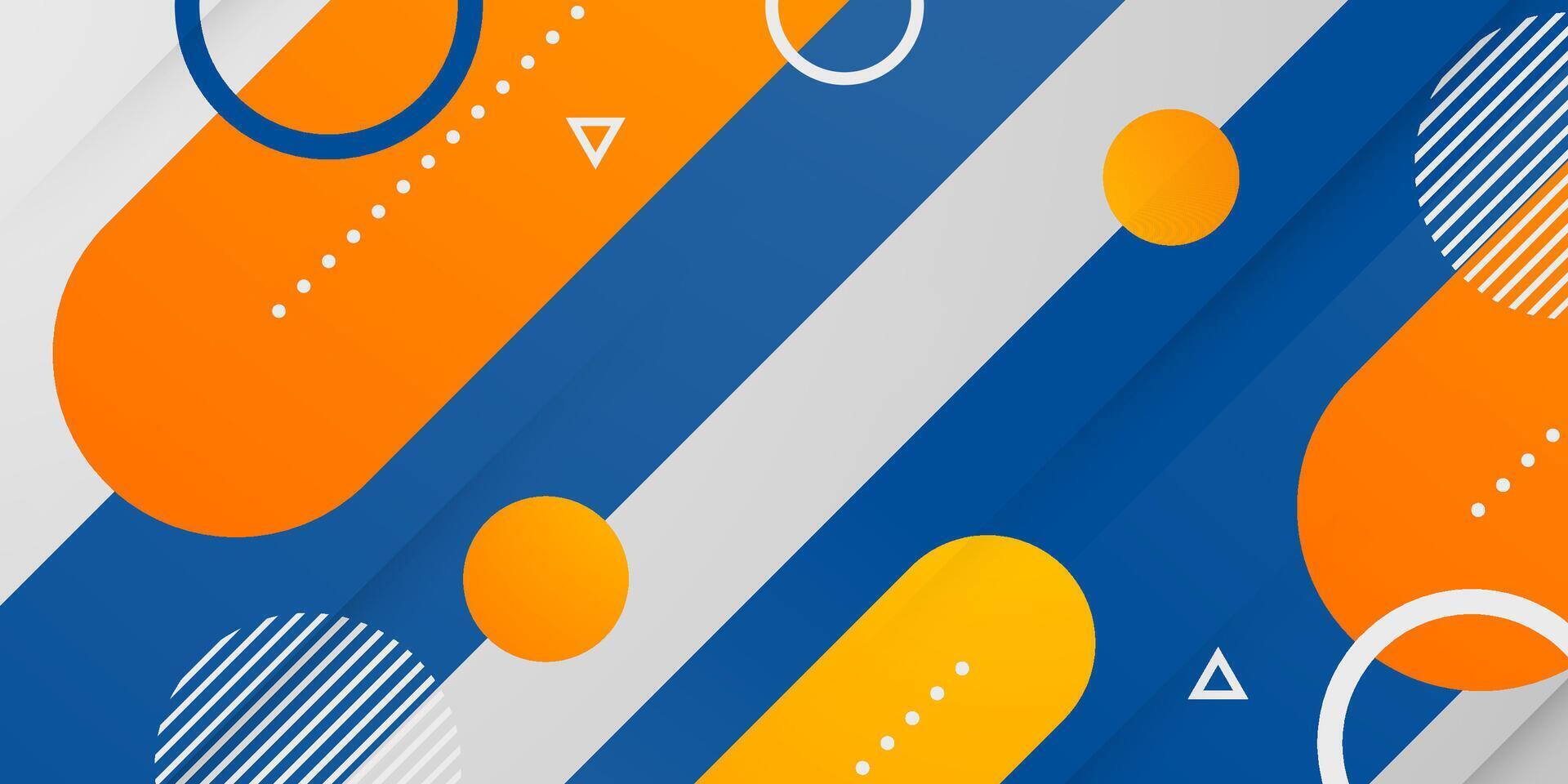 Abstract 3D banner dynamic color blue and orange combination. Colorful art banner design with trendy pattern. vector