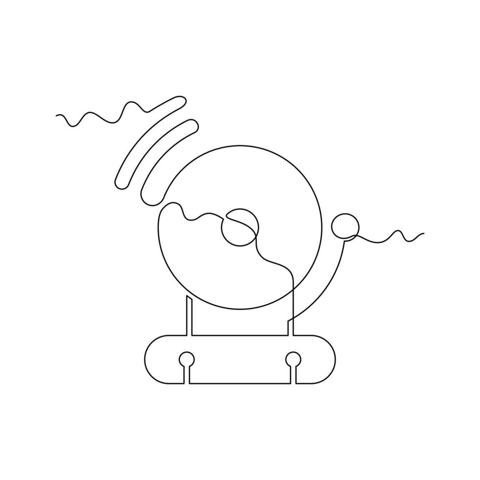 one line art school bell illustration. line art, one continuous line, simple, hand drawn and sketch style. for icons, symbols, signs or logos vector