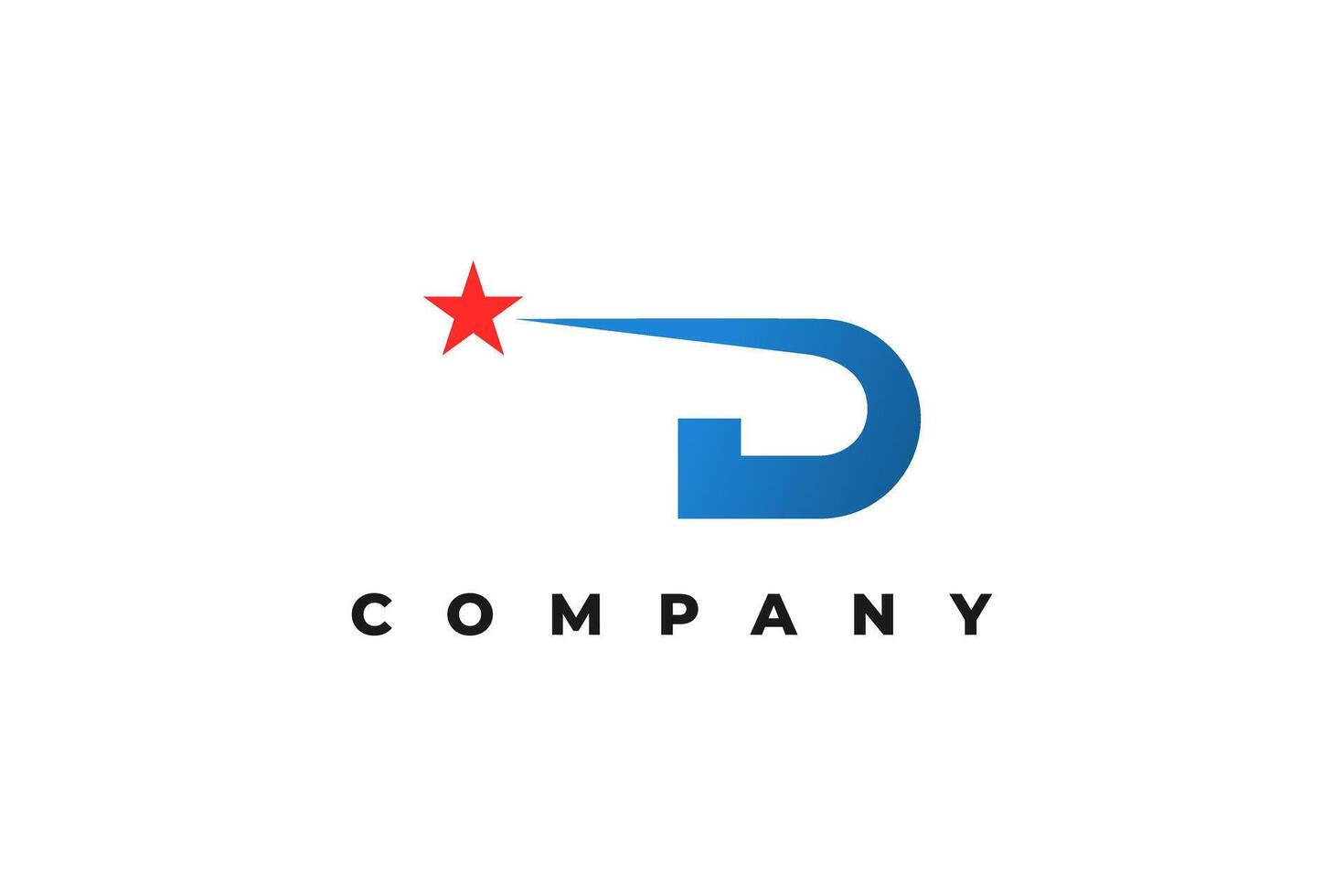 letter d and shooting star modern logo design vector