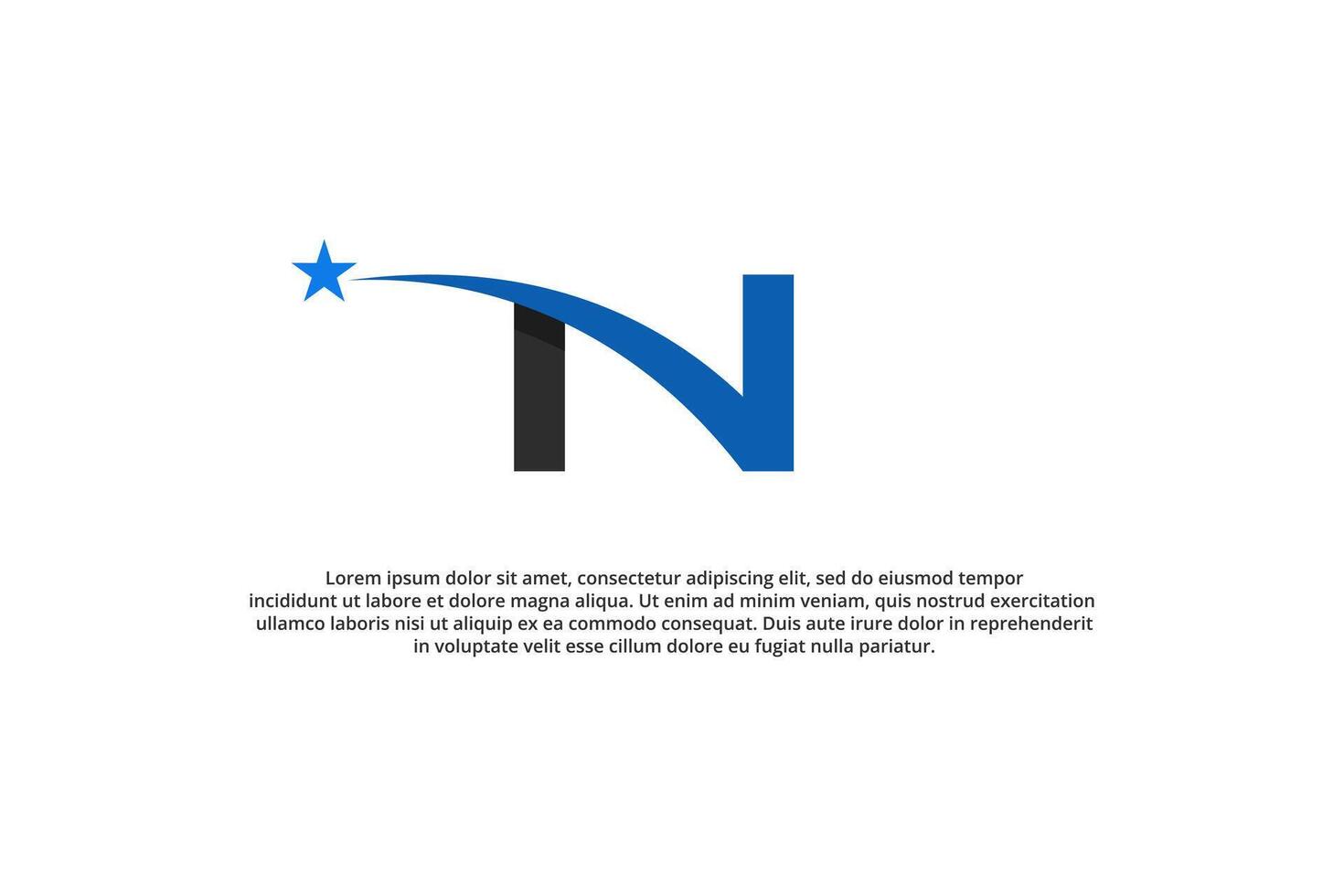 letter n and shooting star modern logo vector