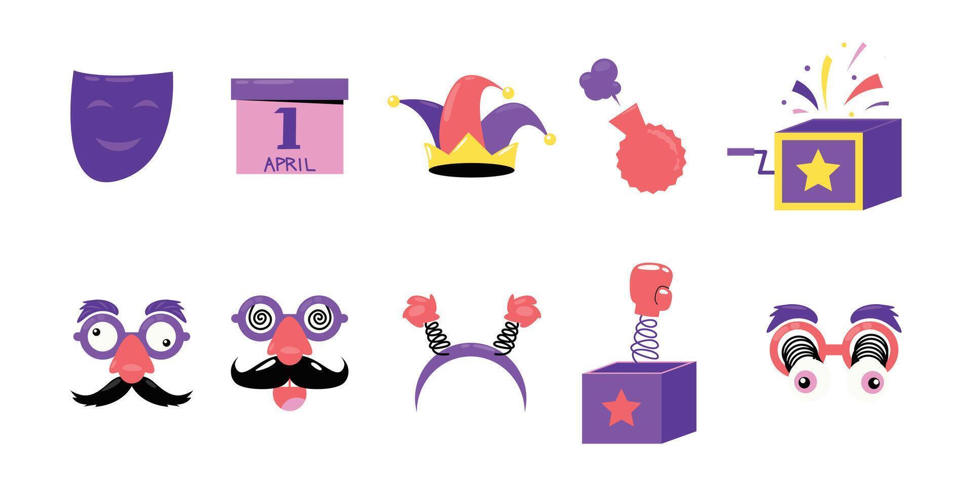 April Fools Day Element Set Illustration vector