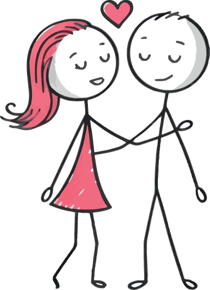 stick figure of a man and woman holding hands vector