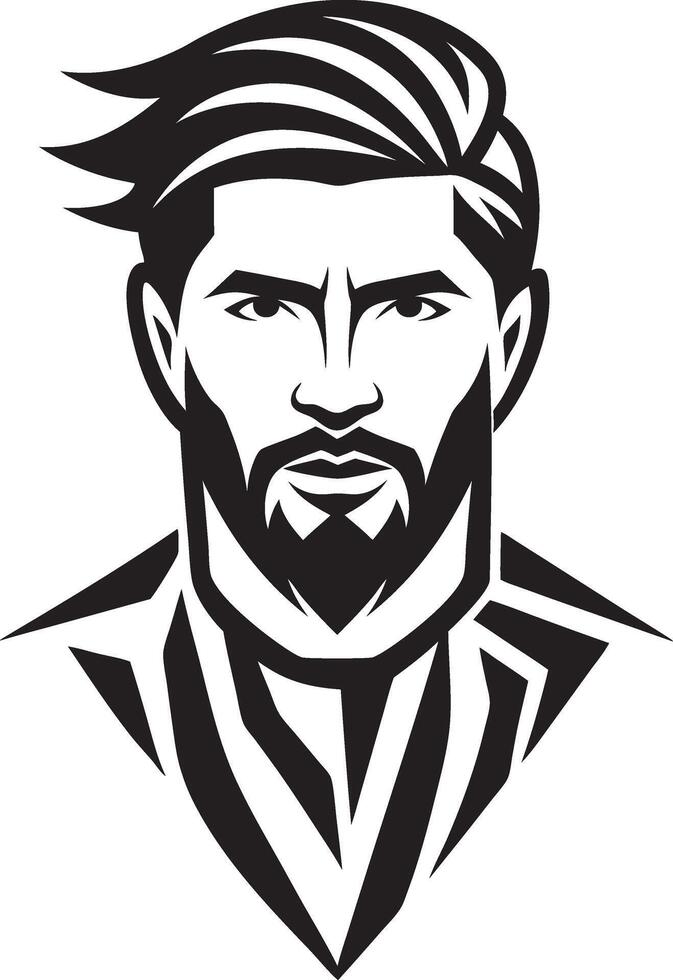 a man with a beard and mustache in a black and white drawing vector