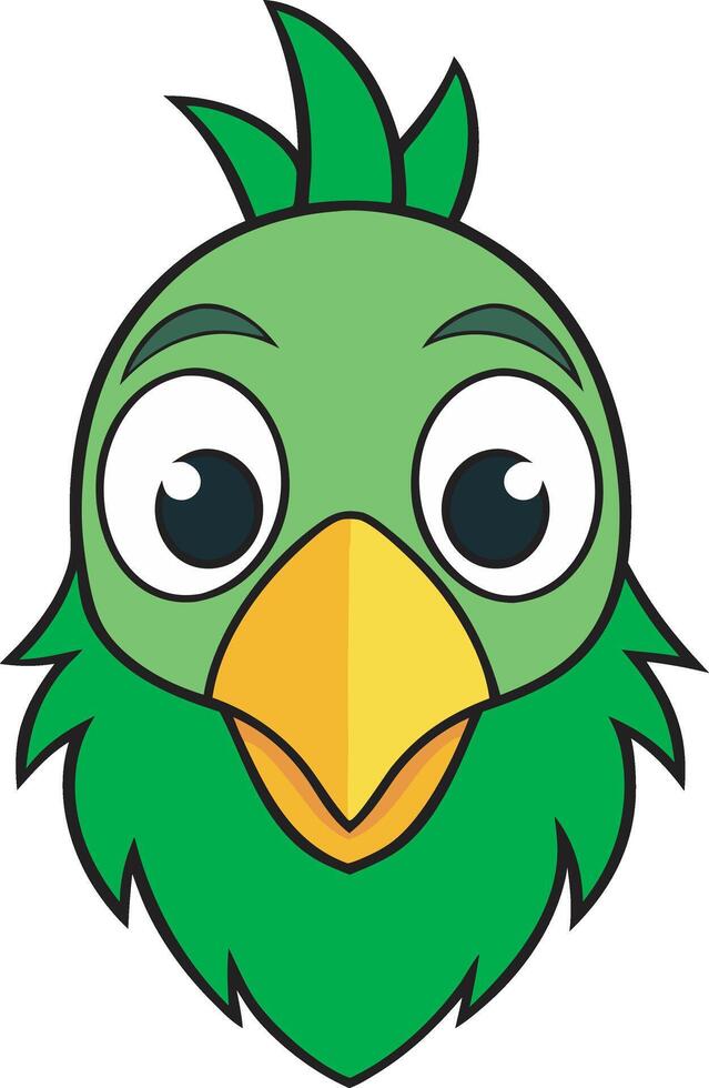 a cartoon green bird with big eyes vector