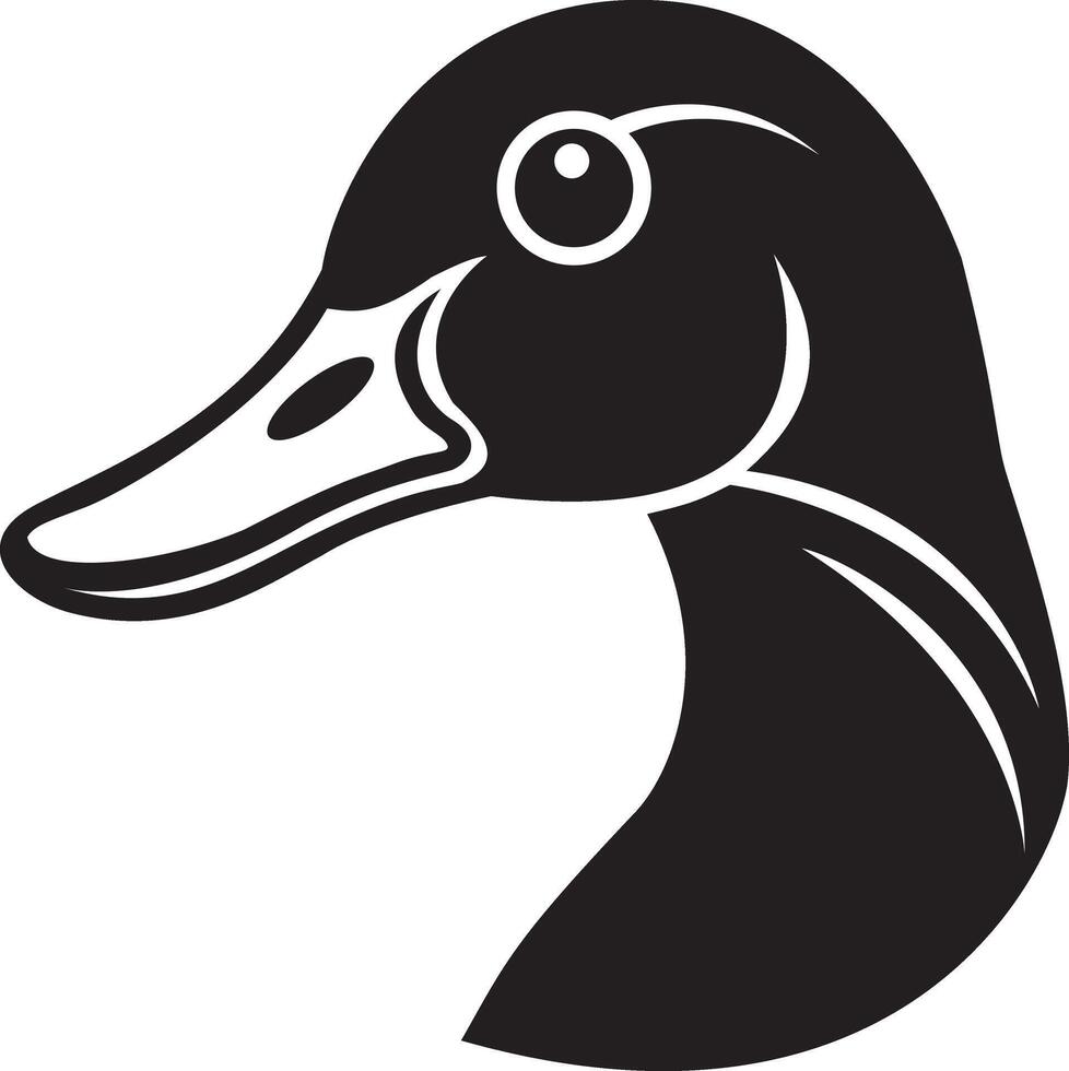 a black and white silhouette of a duck head vector