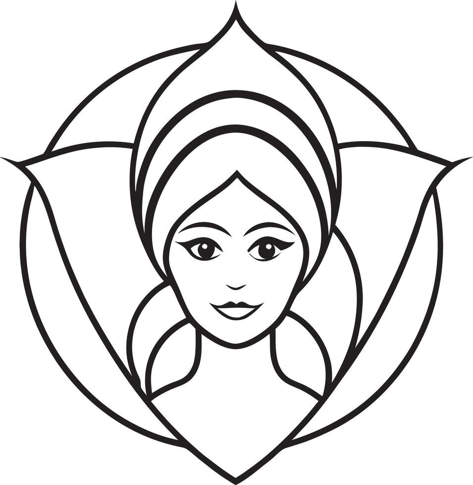 a woman's face in a circle with a flower on it vector