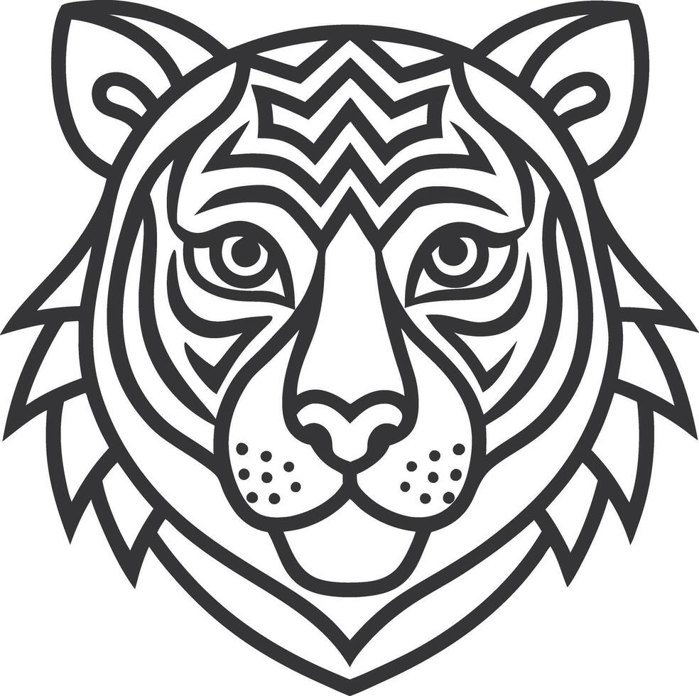 a tiger head with tribal patterns on it vector