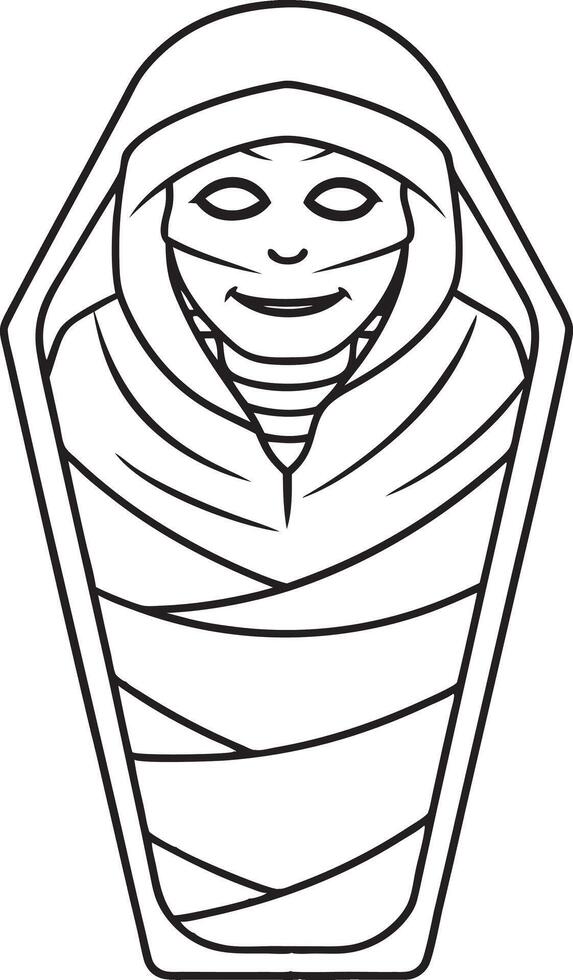 a mummy in a coffin coloring page vector