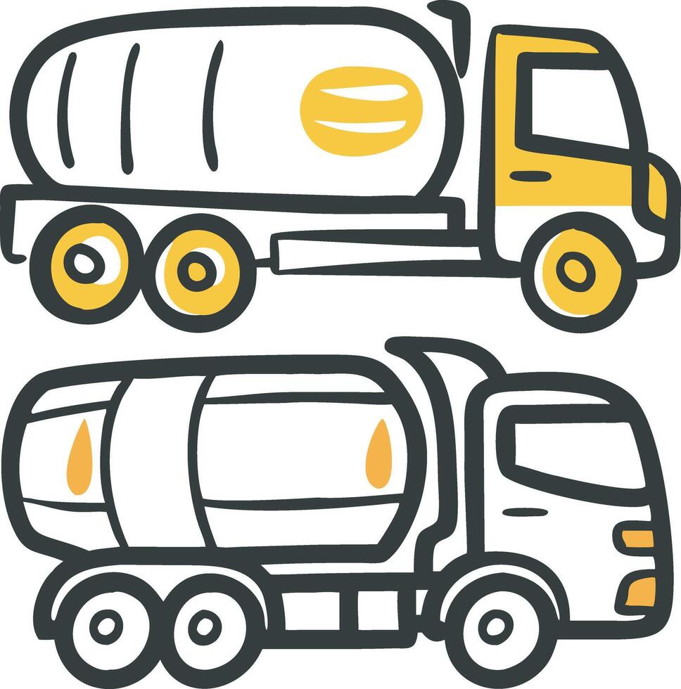 two trucks with a tank on the side vector