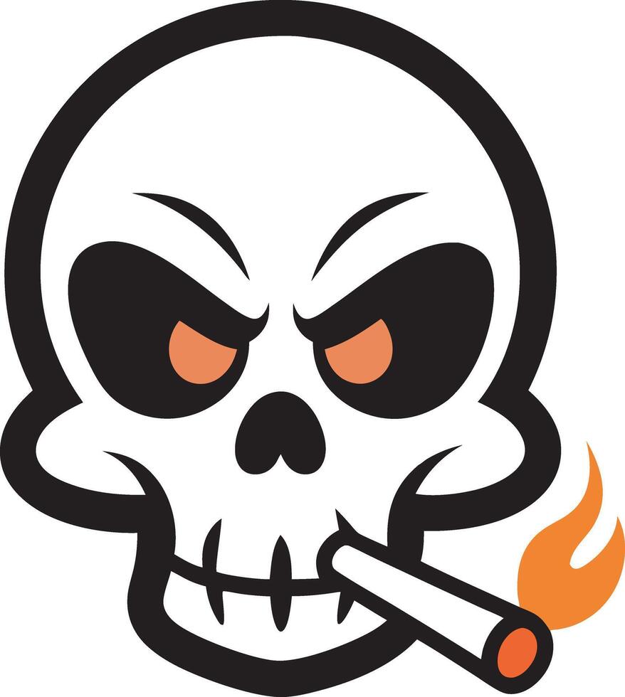 a skull with a cigarette in its mouth vector
