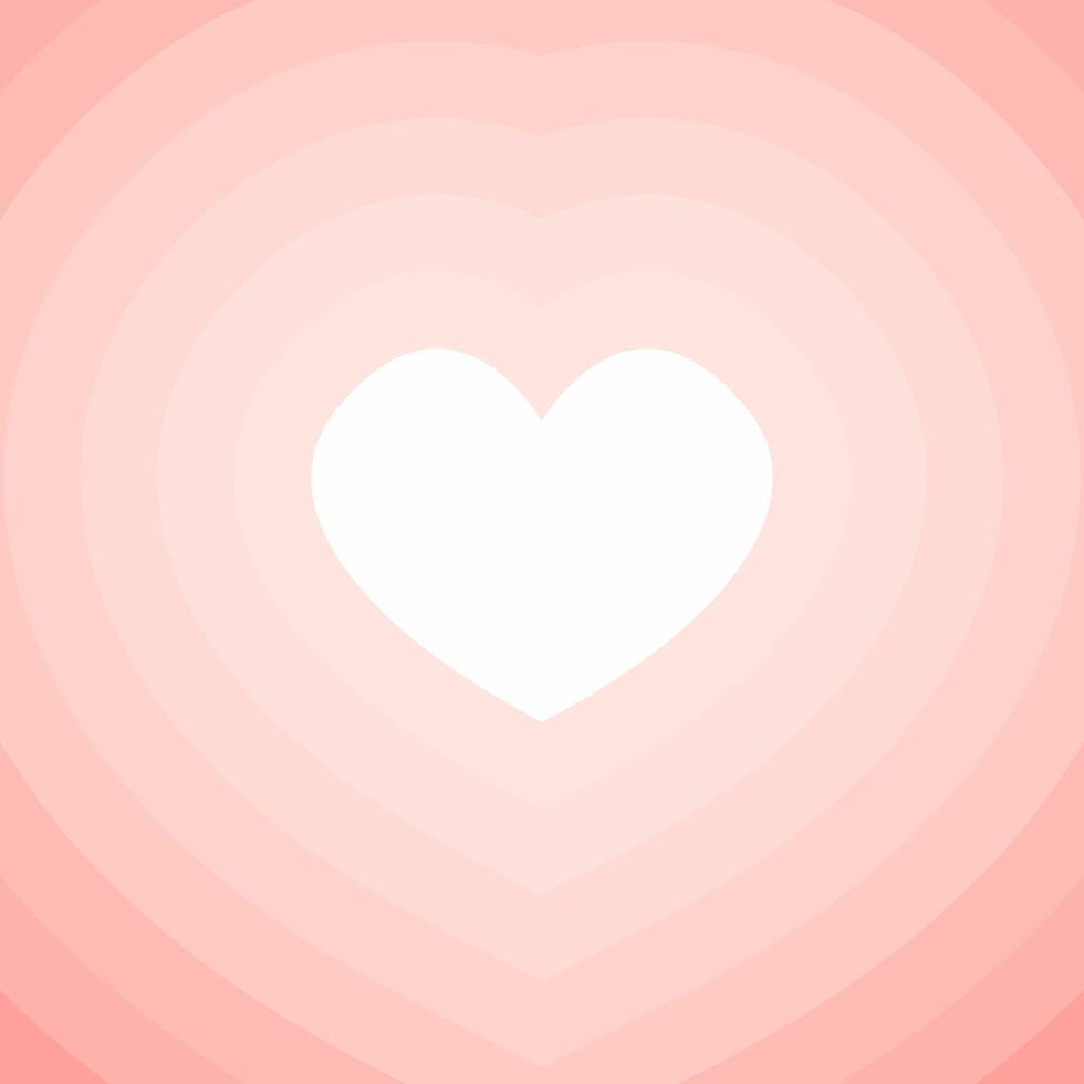 White heart in the center of layered peach and lavender concentric heart shapes. Abstract Valentine-themed background design. Valentine's Day and love concept. vector