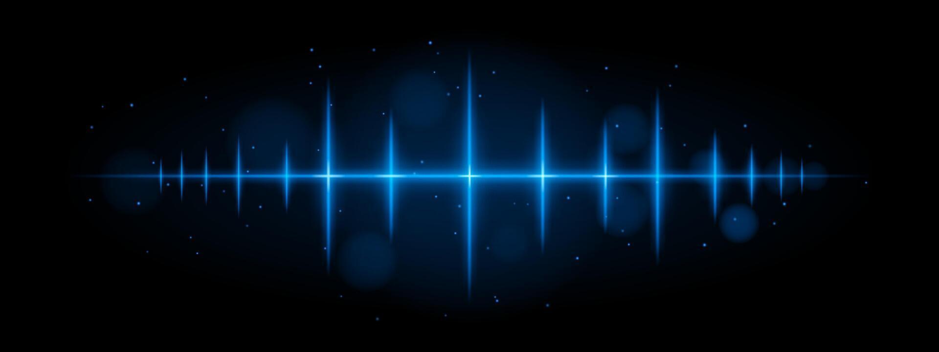 Blue pulse wave. Vibrant glowing waveform, sharp , futuristic light design, dynamic energy signal, abstract illumination, modern decor, visual effect, scattered particles vector