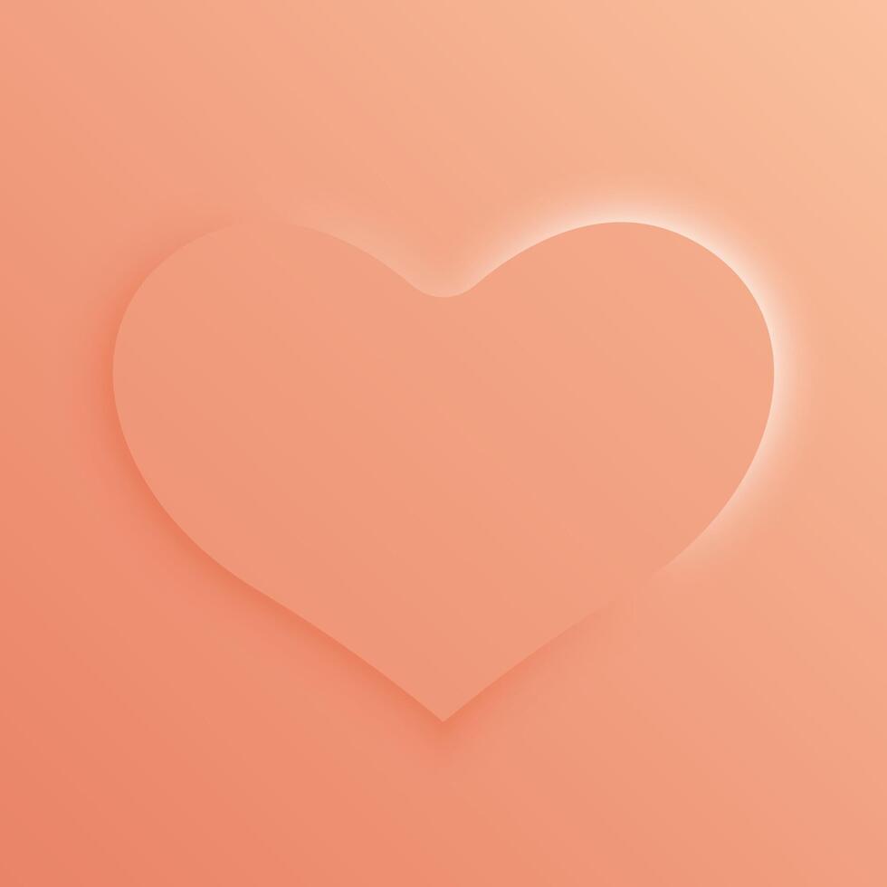 Single peach heart on a gradient background. Elegant, glowing design symbolizing love and intimacy. Perfect for romantic themes or Valentine's Day vector