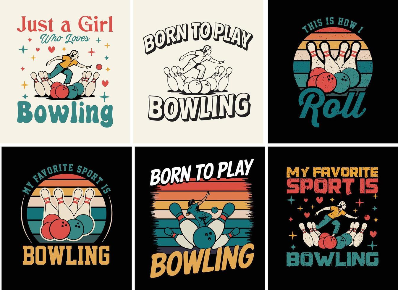 Bowling Shirt Design Bundle vector