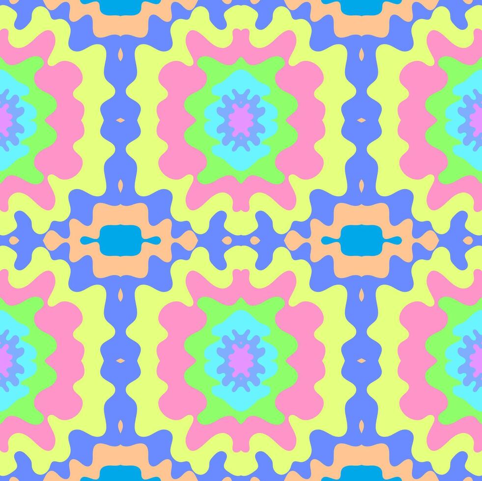 Seamless abstract multicolored pattern on blue background vector