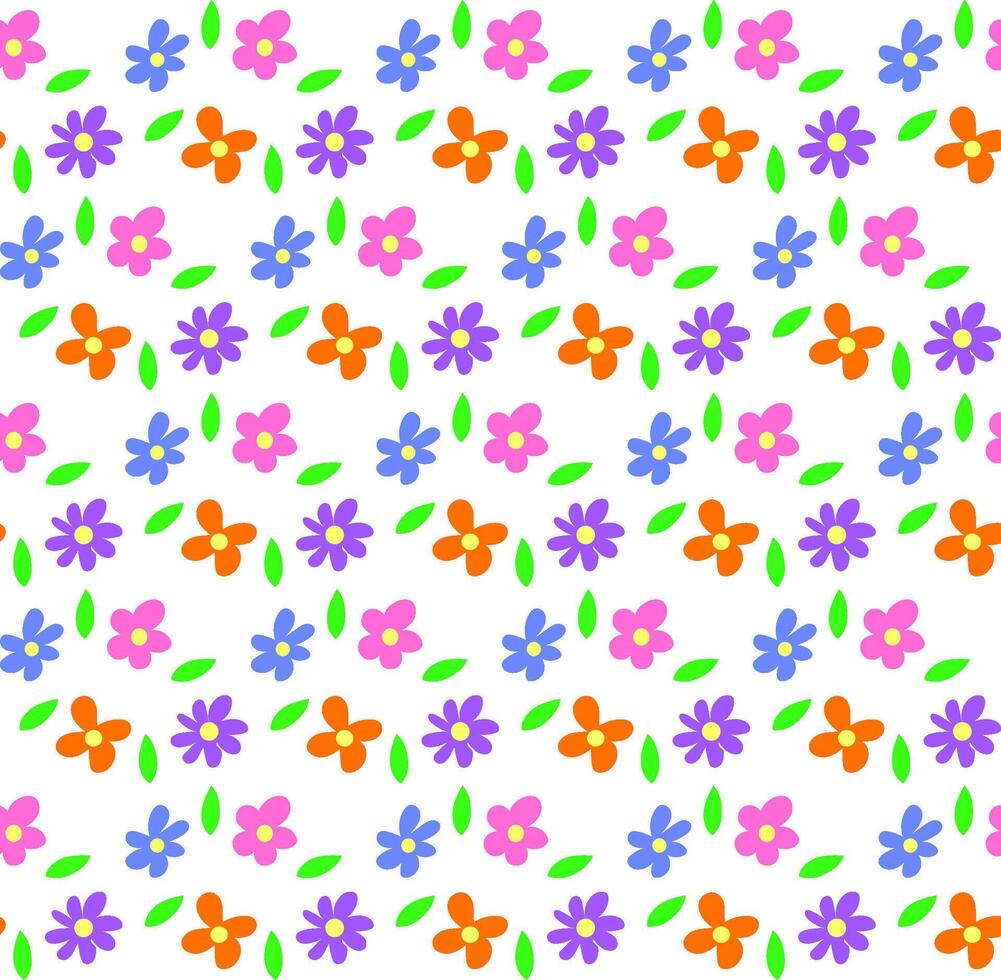 Seamless texture in the form of a floral pattern of multi-colored flowers and leaves on a white background vector