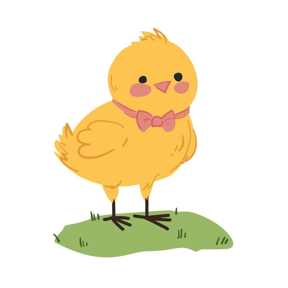 Cute Cartoon Chick with Bow Tie vector
