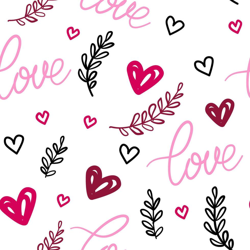 Love-Themed Seamless Pattern with Hearts vector