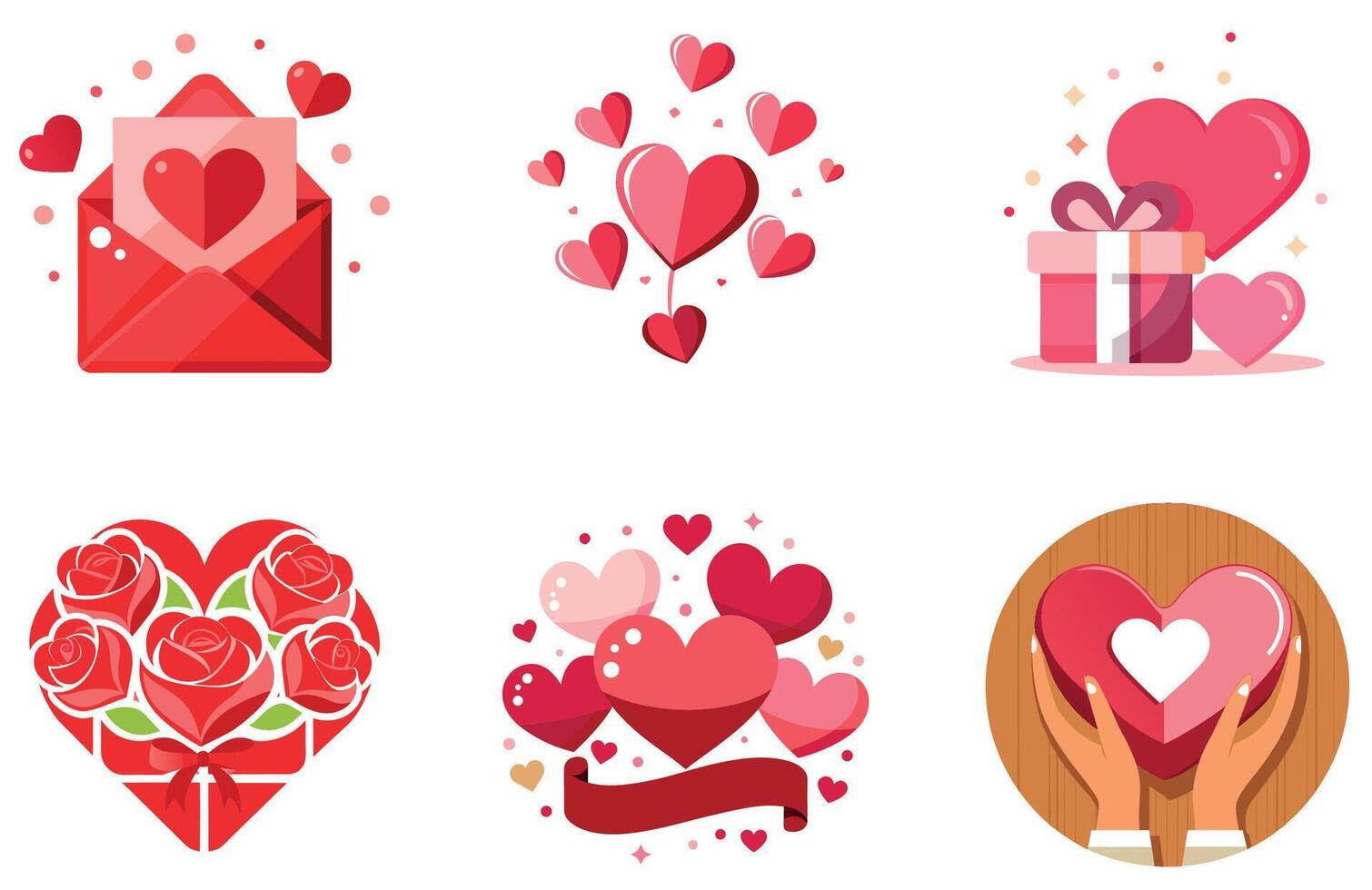 Red Hearts Valentine Bundle - A Beautiful Design Collection Stickers vector