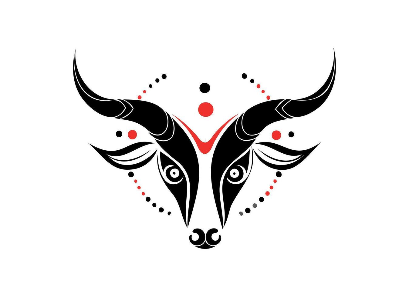 Abstract Bull Head in Black and Red for Modern Art and Design Concepts vector