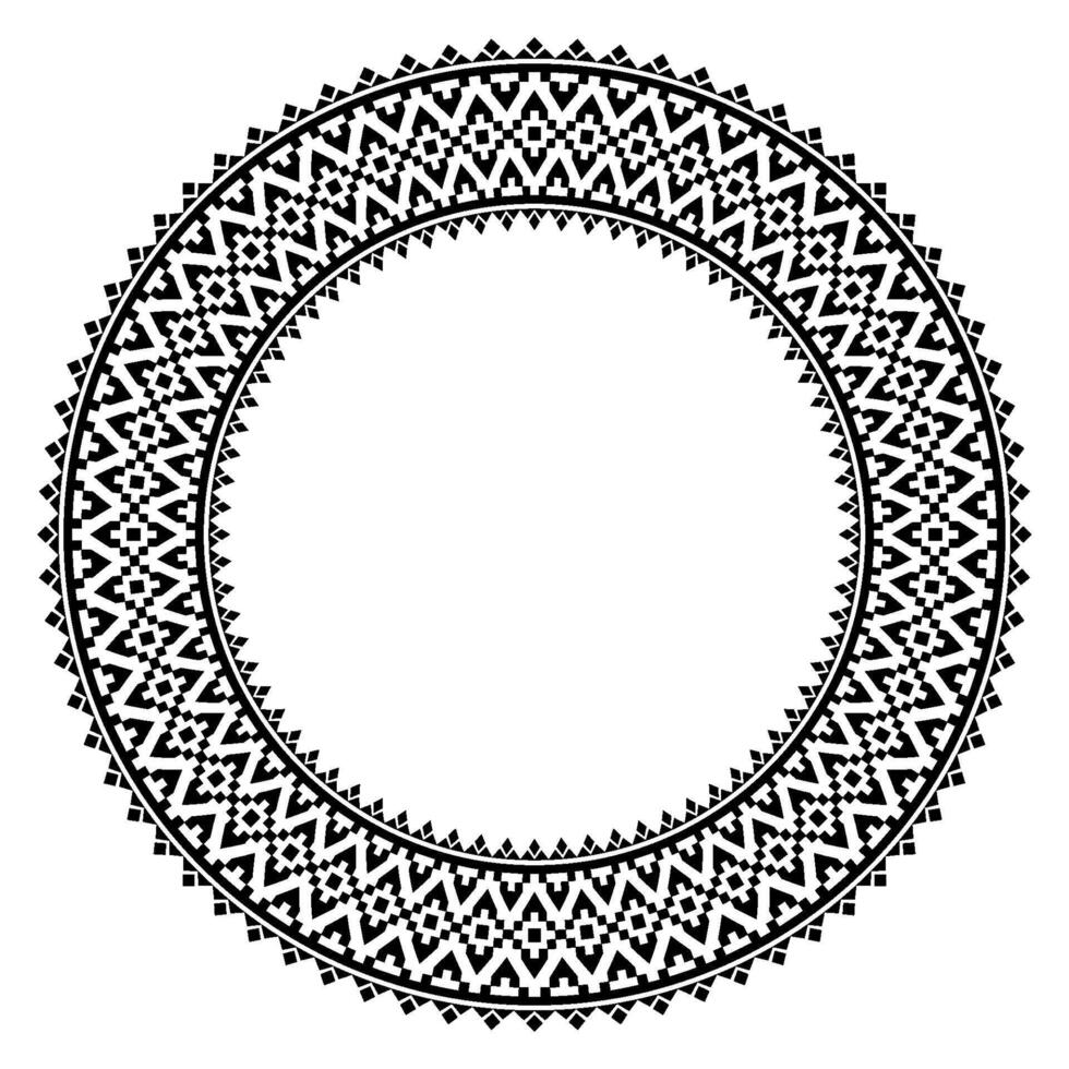 Antique Floral Border Round Art Decor. vector