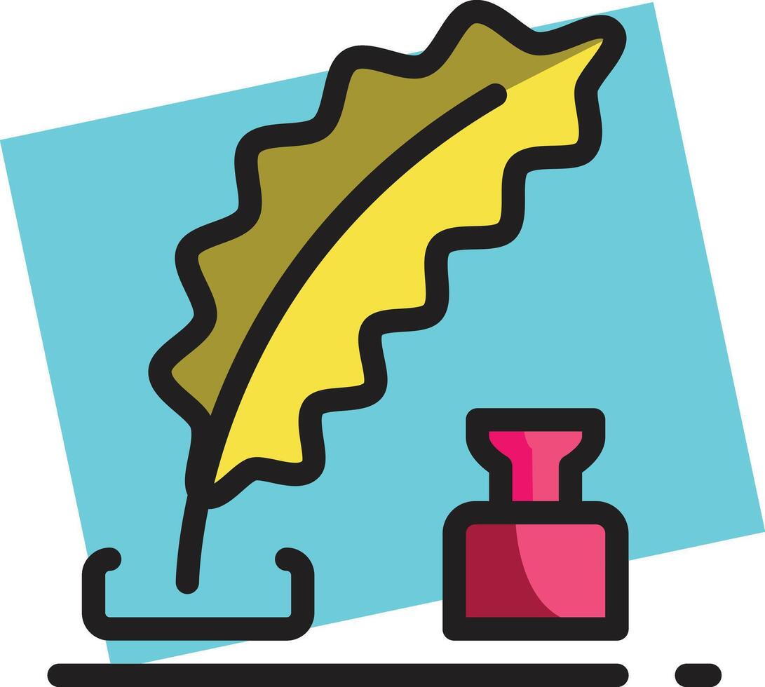 a quill and inkwell with a feather on top vector