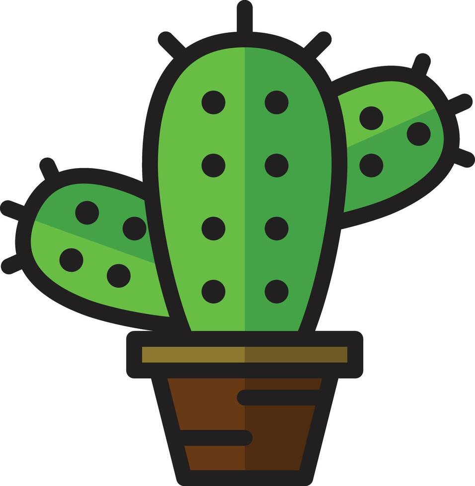 color cactus in pot icon vector