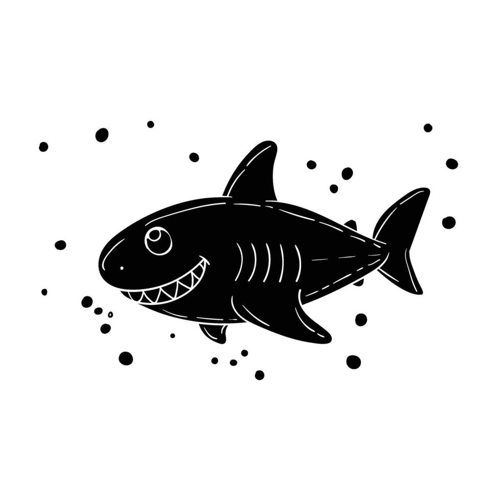 a black and white drawing of a shark vector