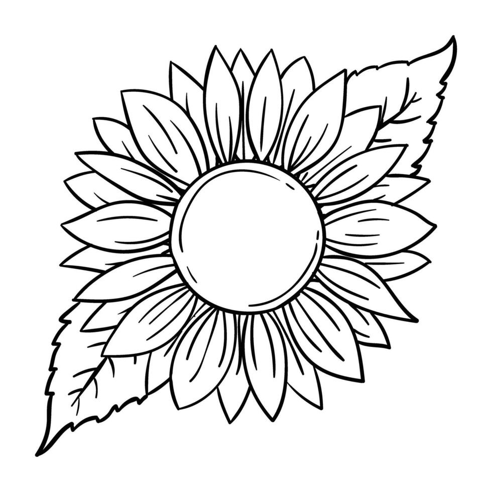 sunflower coloring pages for kids vector