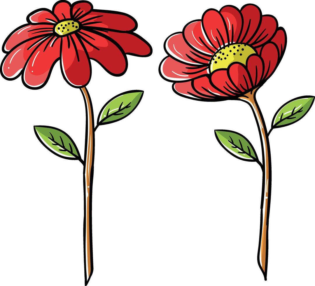 two red flowers on a stem vector