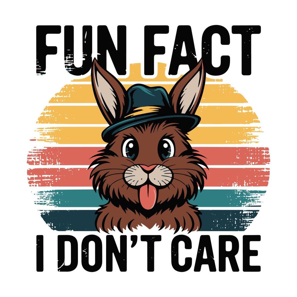 Rabbit T Shirt Design, Fun Fact I Don't Care T-Shirt Design vector