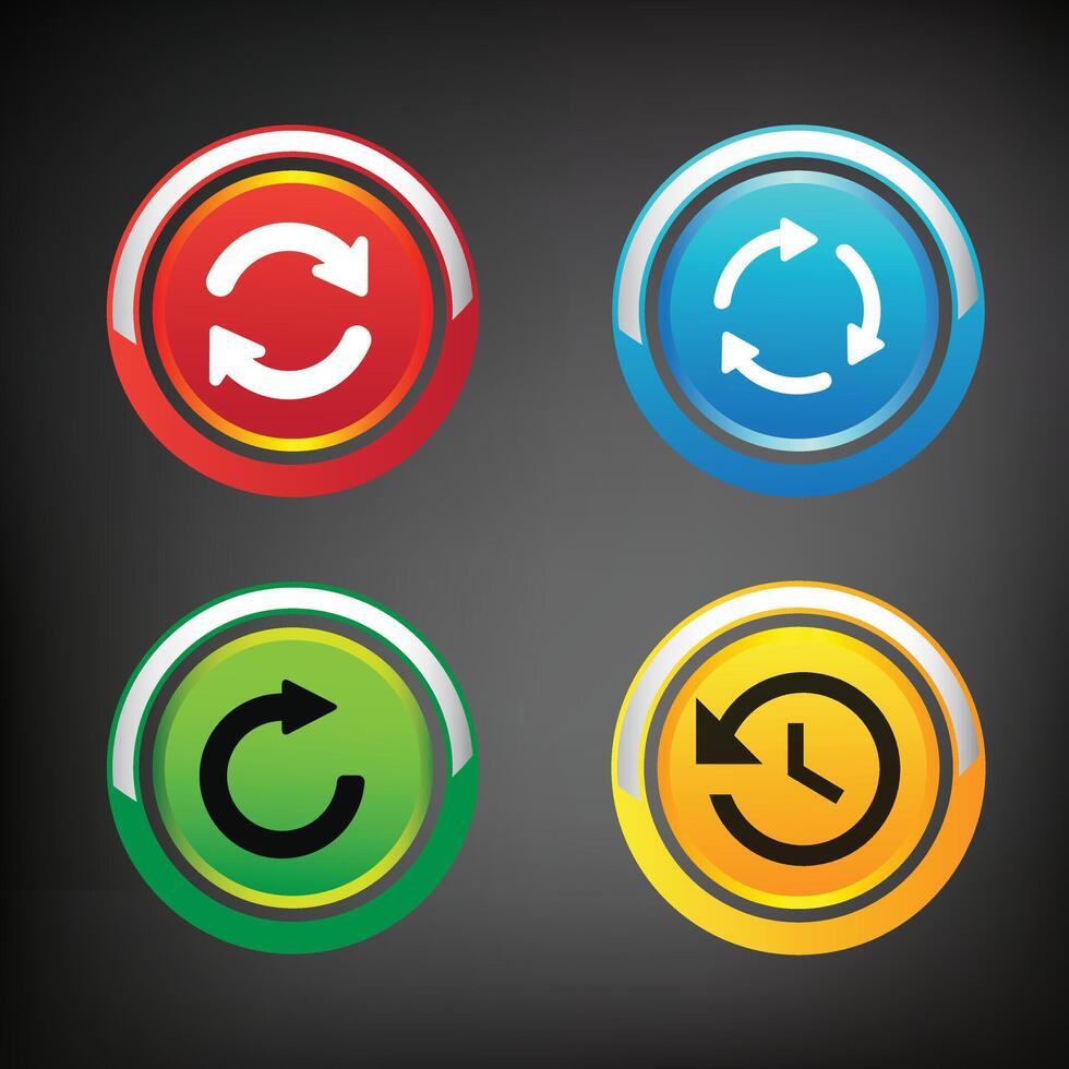 Circular button set, reload button, recycle button, routed button vector