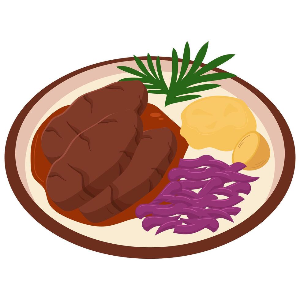 Savor the Flavor.. Elegant Sauerbraten Illustration for Your Projects vector