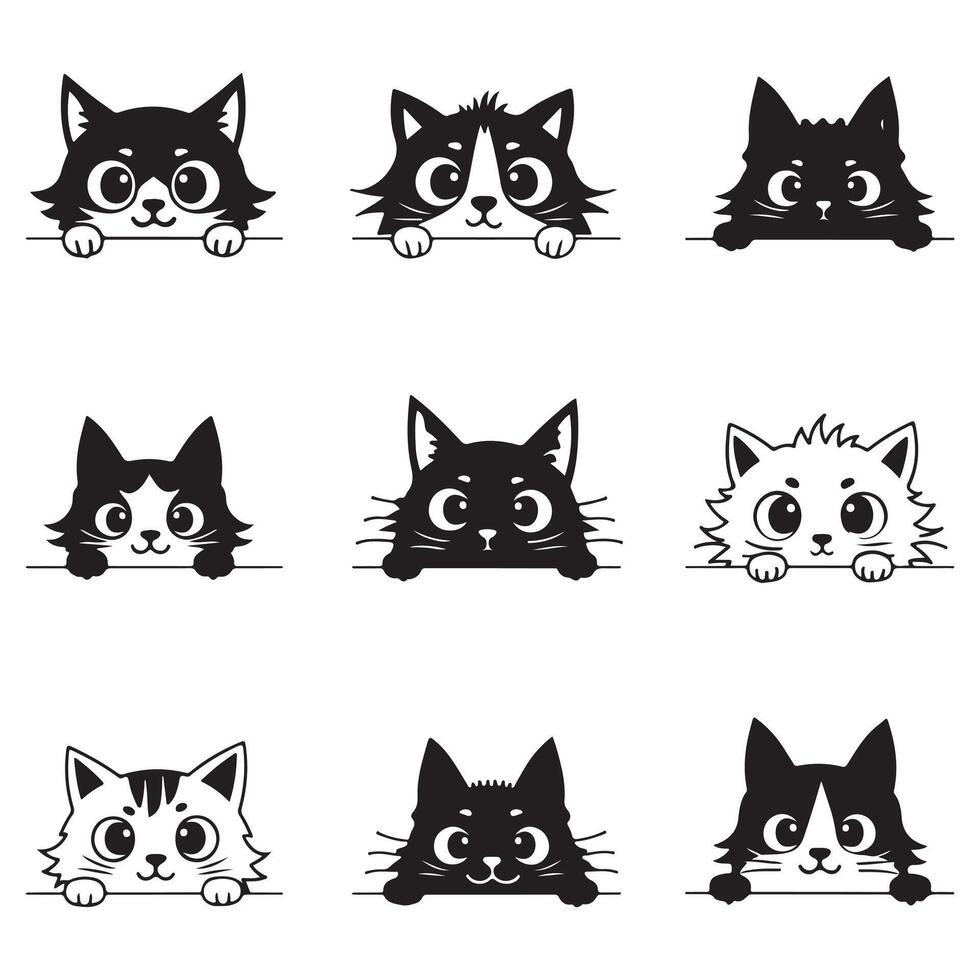 Cat Face Silhouette Bundle vector